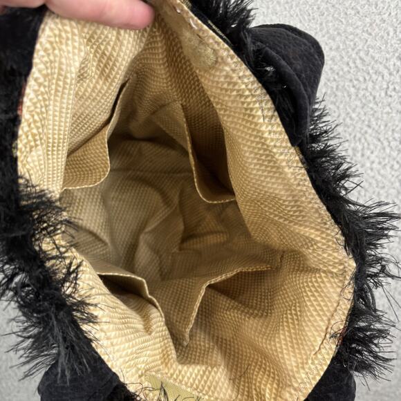 Vtg Tapestry Purse Floral Embroidery Velvet Leopard Peacock Dragonfly 80s Boho - Picture 12 of 13